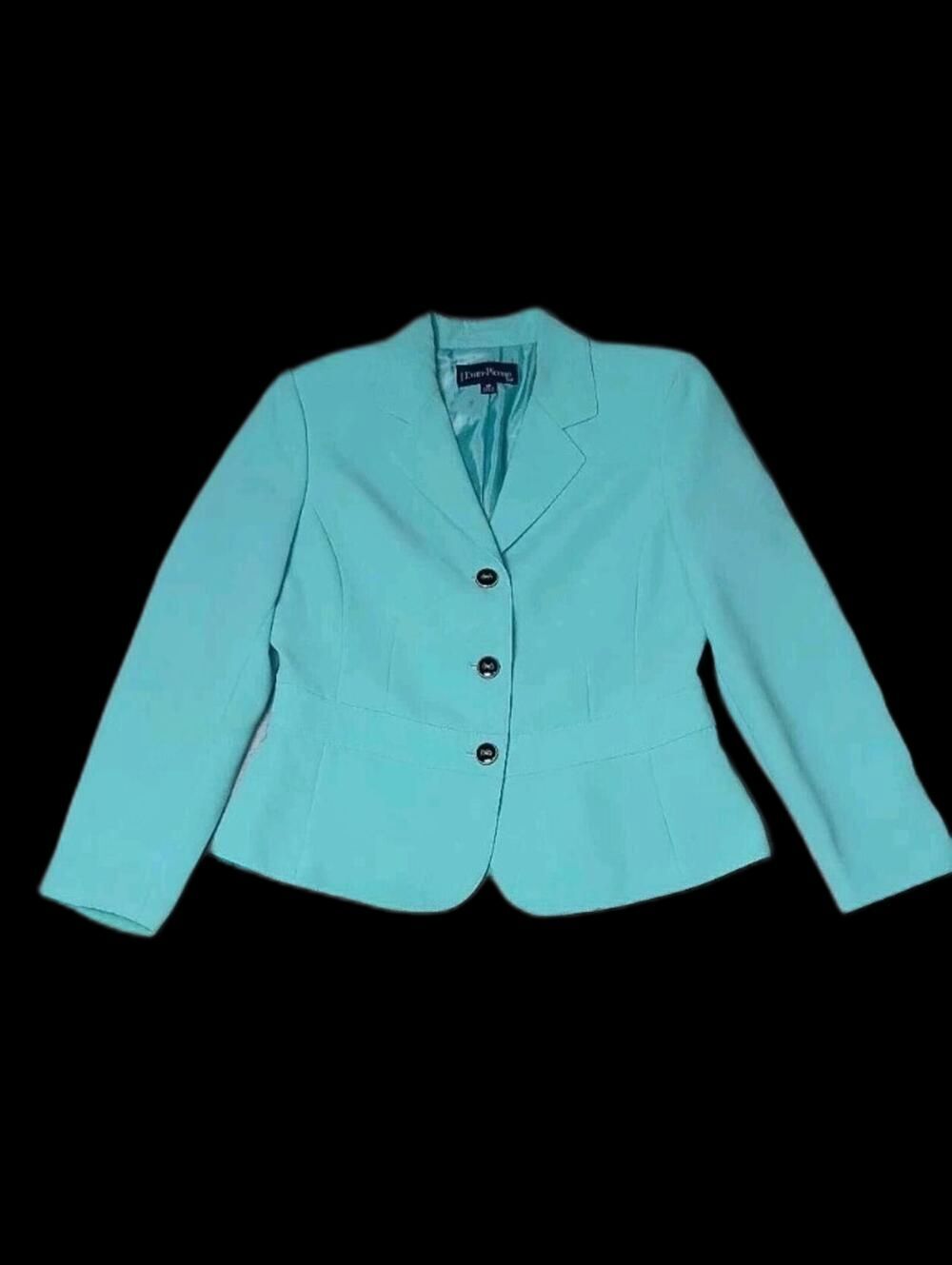 Evan Picone Suit Blazer Jacket Womens Size 10P Light Blue Buttons Collar...